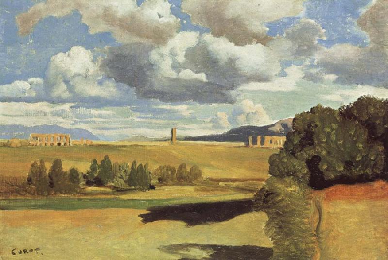 Jean Baptiste Camille  Corot The Roman Campagna,with the Claudian Aqueduct